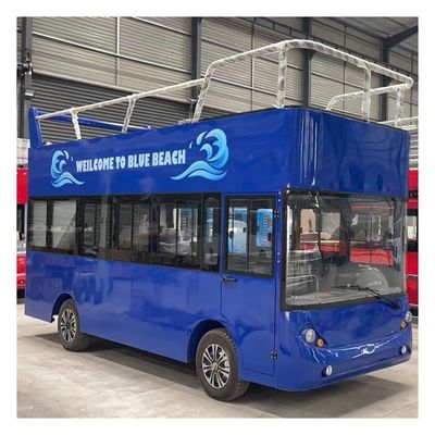 Elektrische toeristenbus op batterijen Dubbeldekker Sightseeing Car Aangepaste golfkarretjes